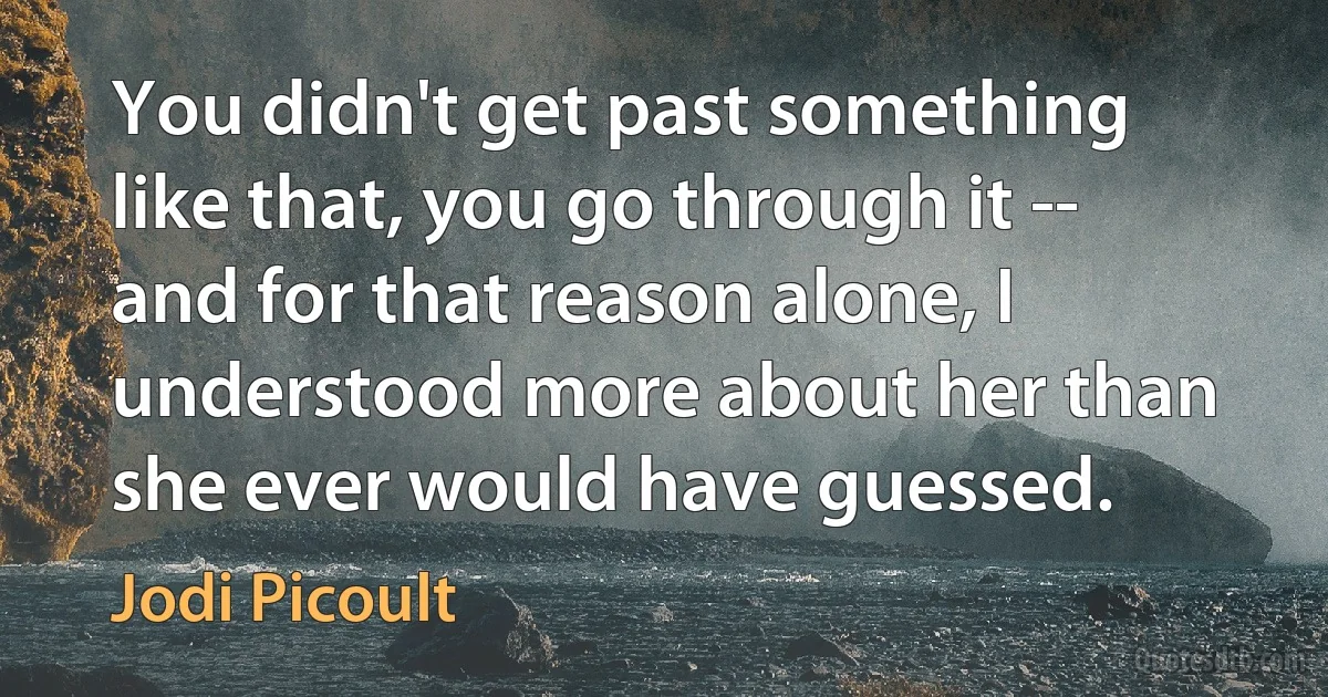 You didn't get past something like that, you go through it -- and for that reason alone, I understood more about her than she ever would have guessed. (Jodi Picoult)