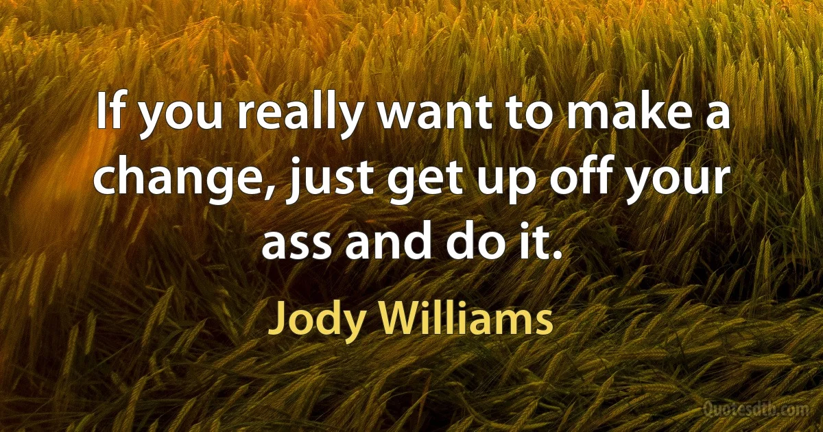 If you really want to make a change, just get up off your ass and do it. (Jody Williams)