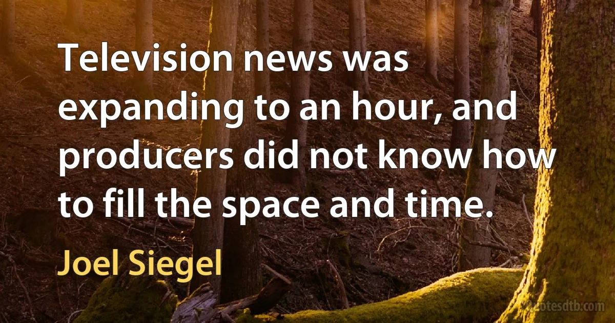 Television news was expanding to an hour, and producers did not know how to fill the space and time. (Joel Siegel)