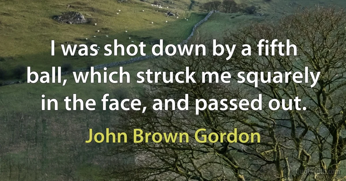 I was shot down by a fifth ball, which struck me squarely in the face, and passed out. (John Brown Gordon)