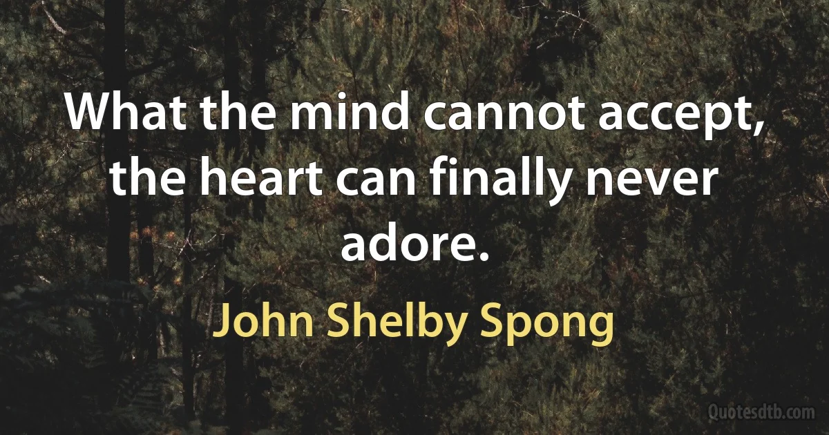 What the mind cannot accept, the heart can finally never adore. (John Shelby Spong)