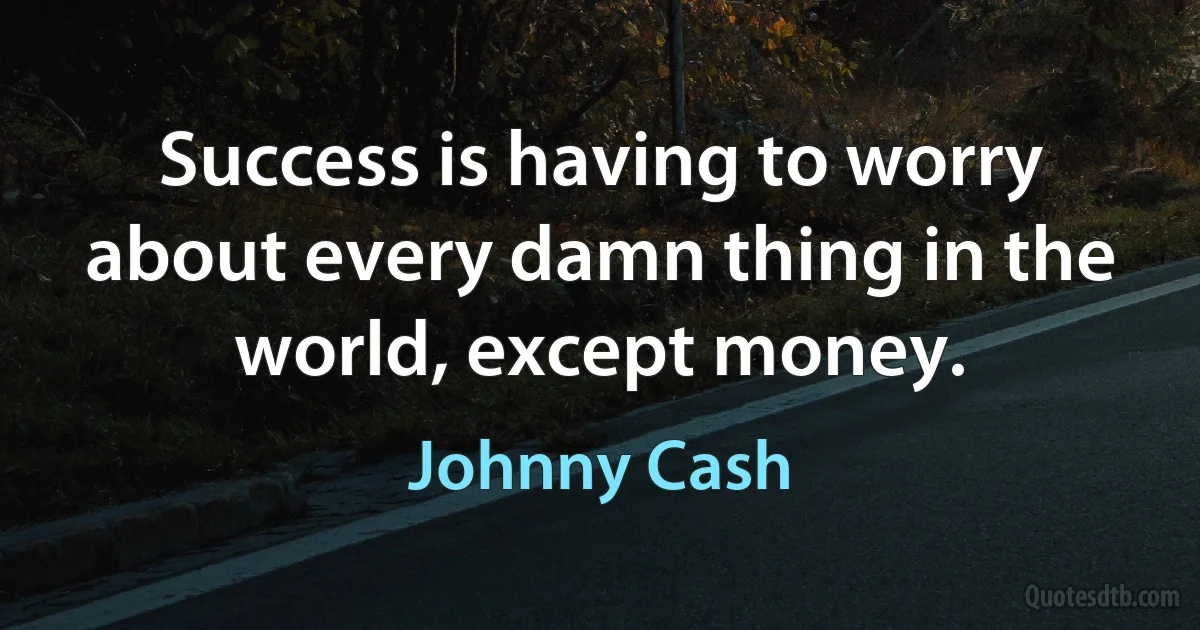 Success is having to worry about every damn thing in the world, except money. (Johnny Cash)