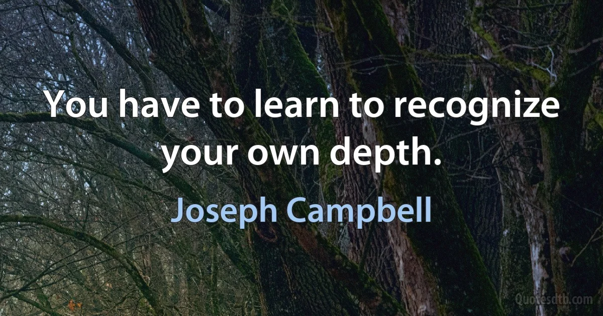 You have to learn to recognize your own depth. (Joseph Campbell)