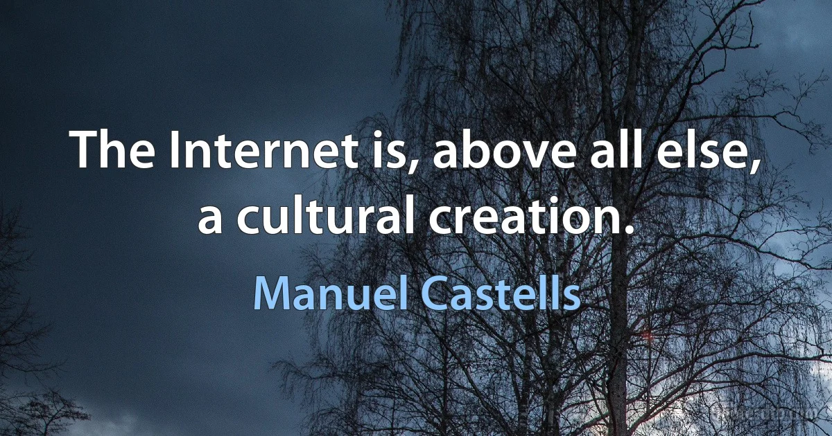 The Internet is, above all else, a cultural creation. (Manuel Castells)