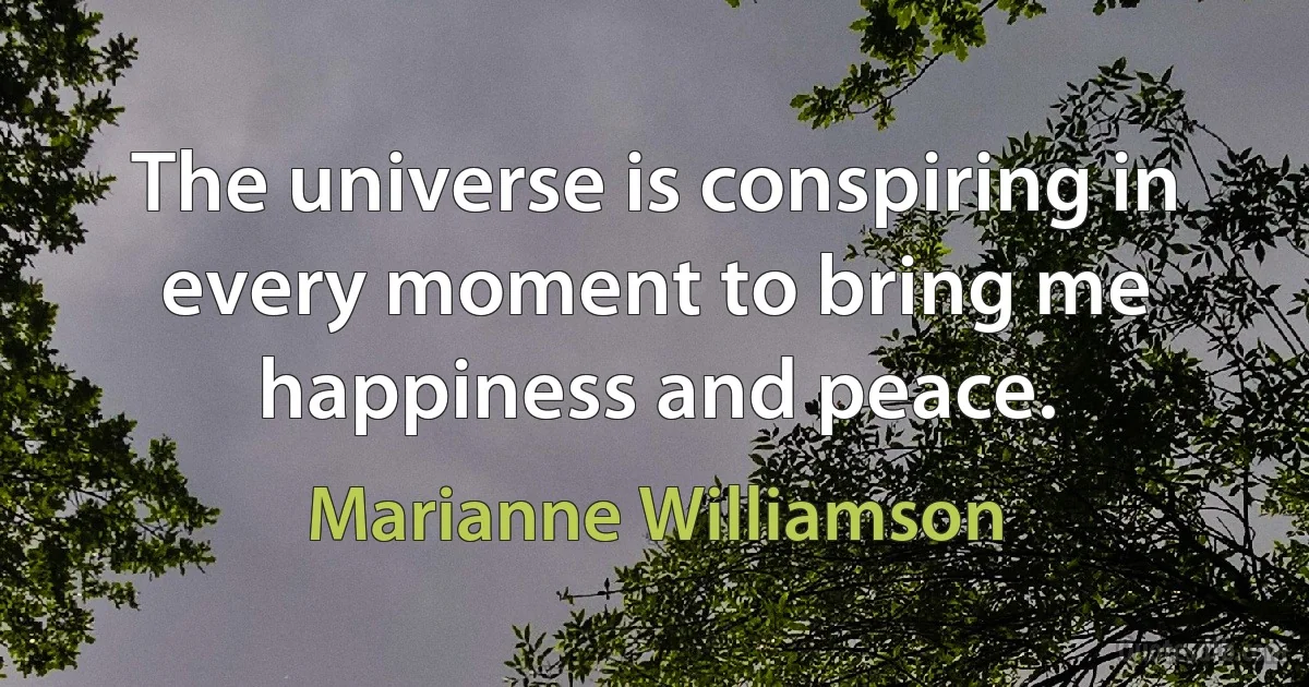 The universe is conspiring in every moment to bring me happiness and peace. (Marianne Williamson)