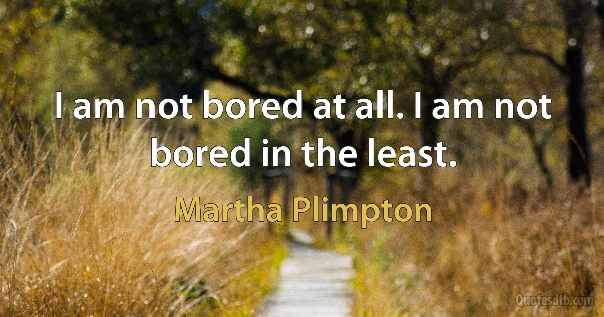 I am not bored at all. I am not bored in the least. (Martha Plimpton)