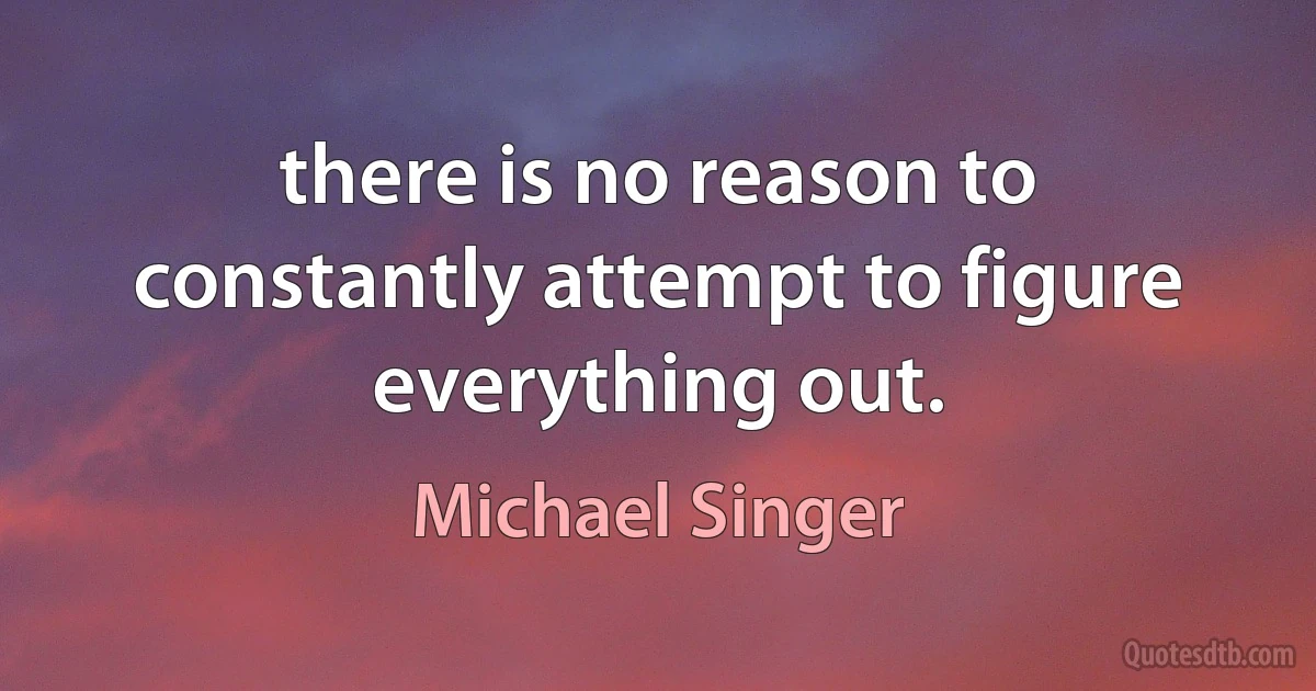 there is no reason to constantly attempt to figure everything out. (Michael Singer)