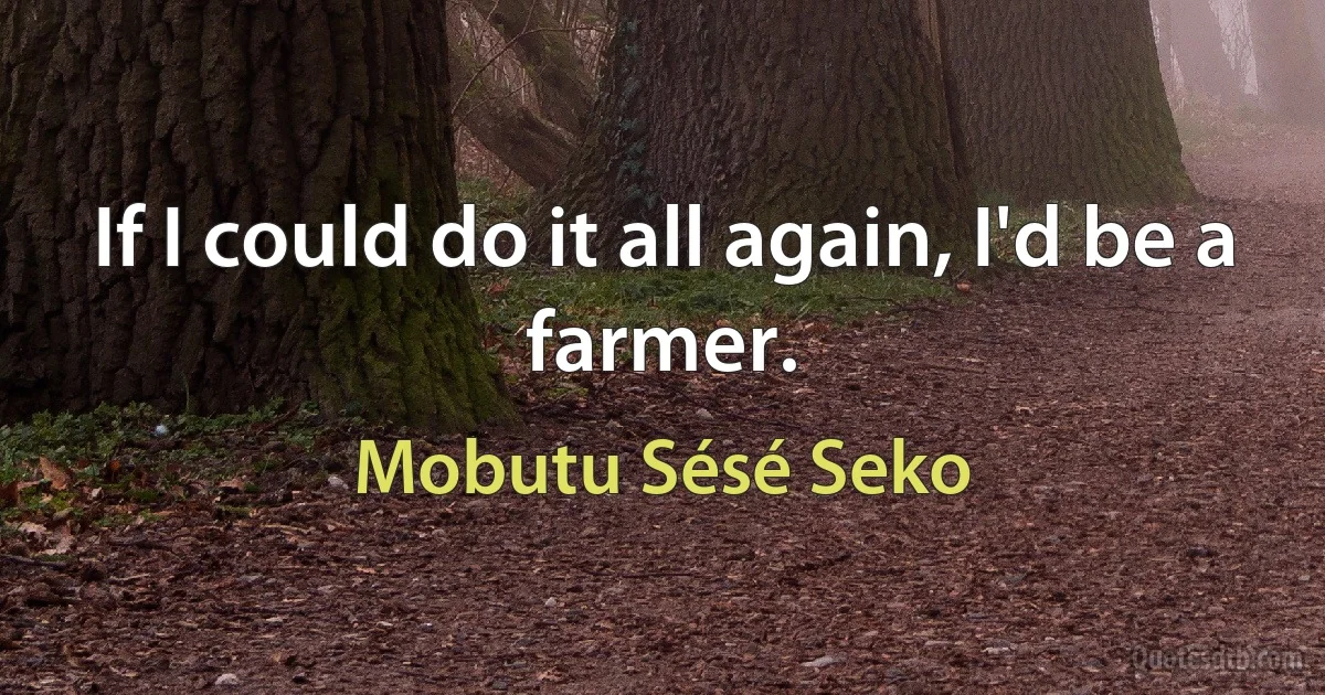 If I could do it all again, I'd be a farmer. (Mobutu Sésé Seko)