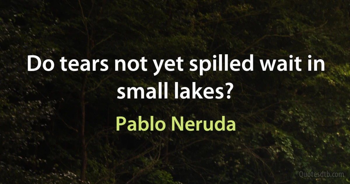 Do tears not yet spilled wait in small lakes? (Pablo Neruda)