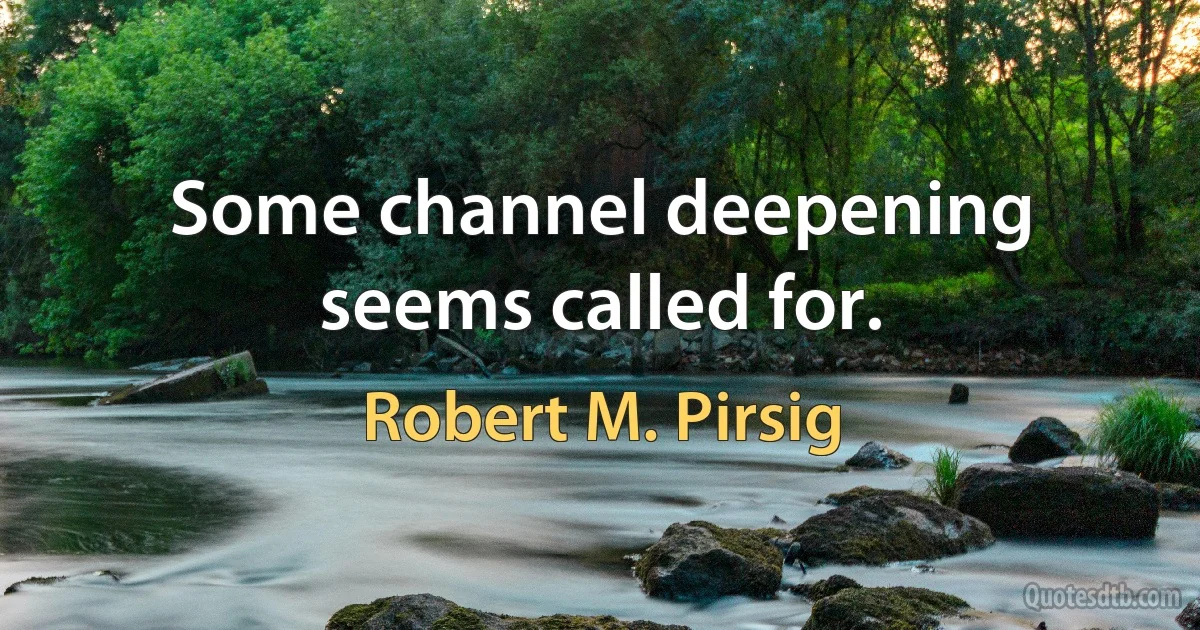 Some channel deepening seems called for. (Robert M. Pirsig)