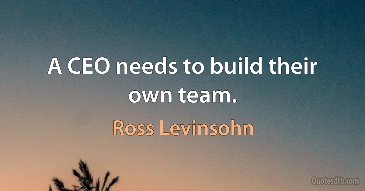 A CEO needs to build their own team. (Ross Levinsohn)