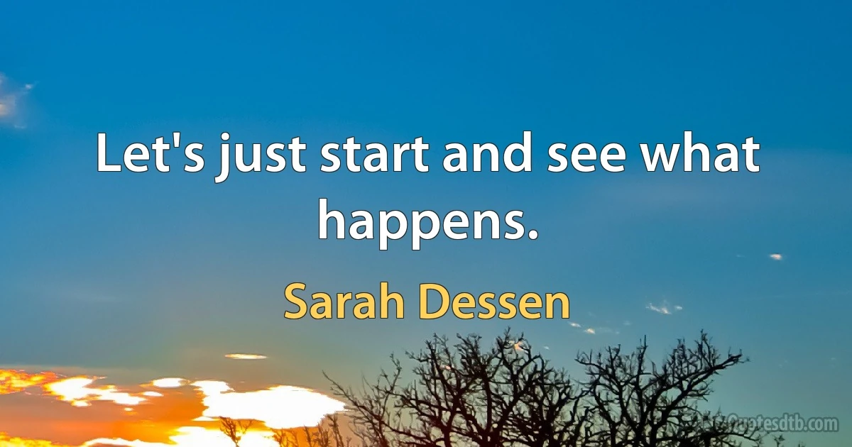 Let's just start and see what happens. (Sarah Dessen)