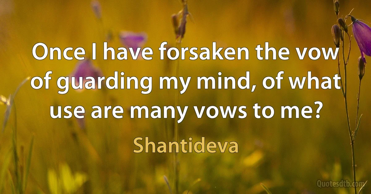 Once I have forsaken the vow of guarding my mind, of what use are many vows to me? (Shantideva)