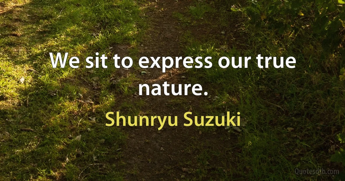 We sit to express our true nature. (Shunryu Suzuki)