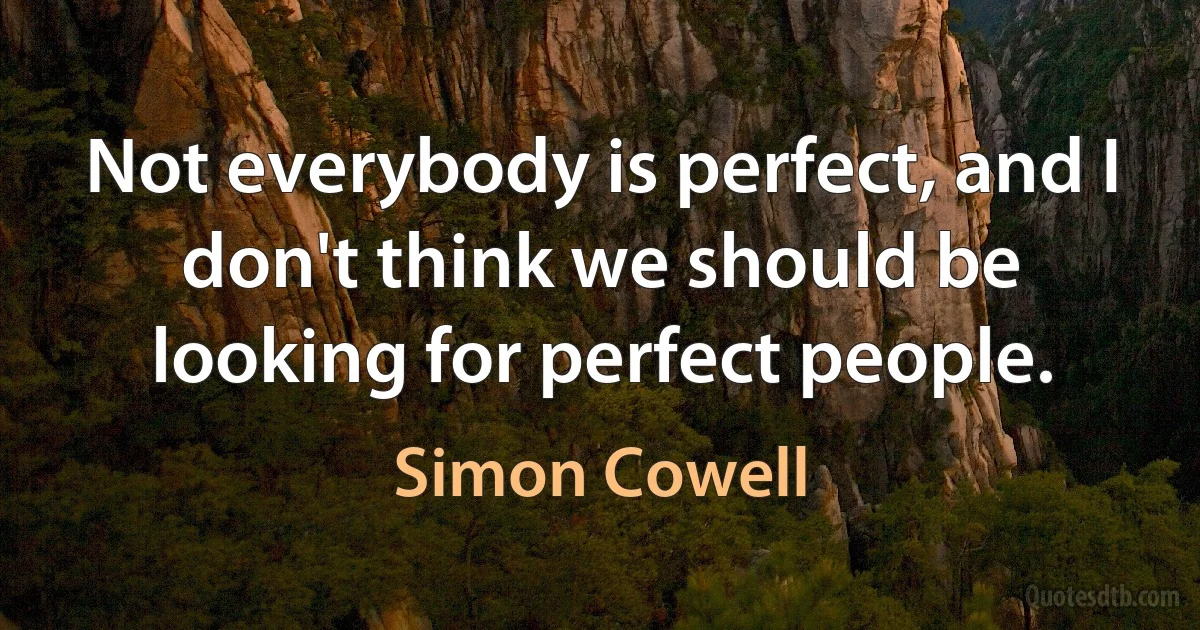 Not everybody is perfect, and I don't think we should be looking for perfect people. (Simon Cowell)