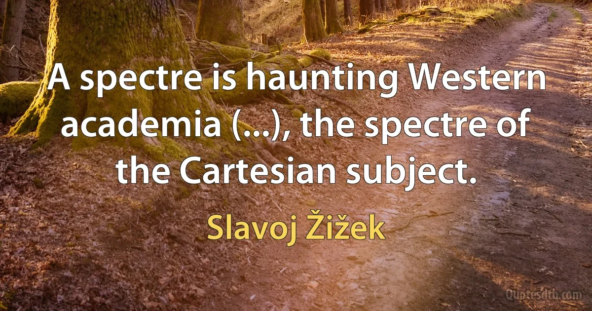 A spectre is haunting Western academia (...), the spectre of the Cartesian subject. (Slavoj Žižek)