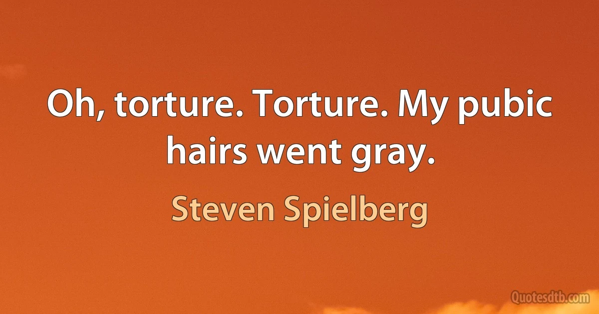 Oh, torture. Torture. My pubic hairs went gray. (Steven Spielberg)