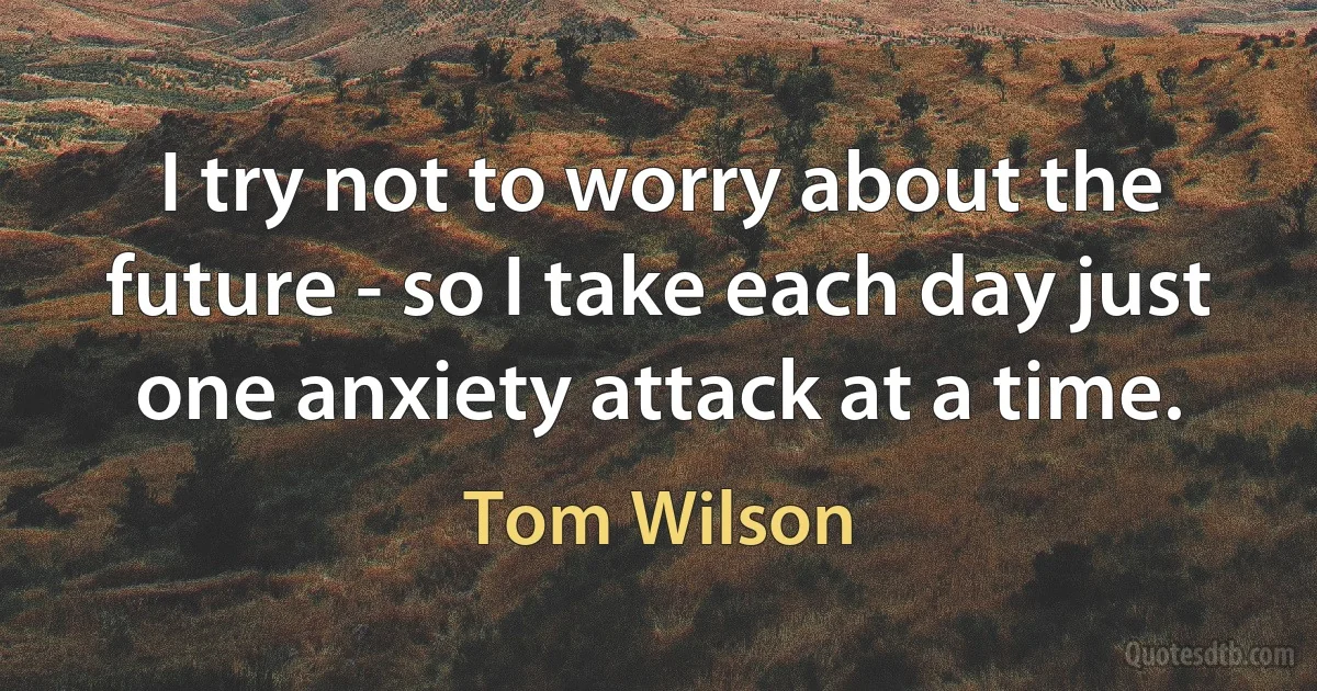 I try not to worry about the future - so I take each day just one anxiety attack at a time. (Tom Wilson)