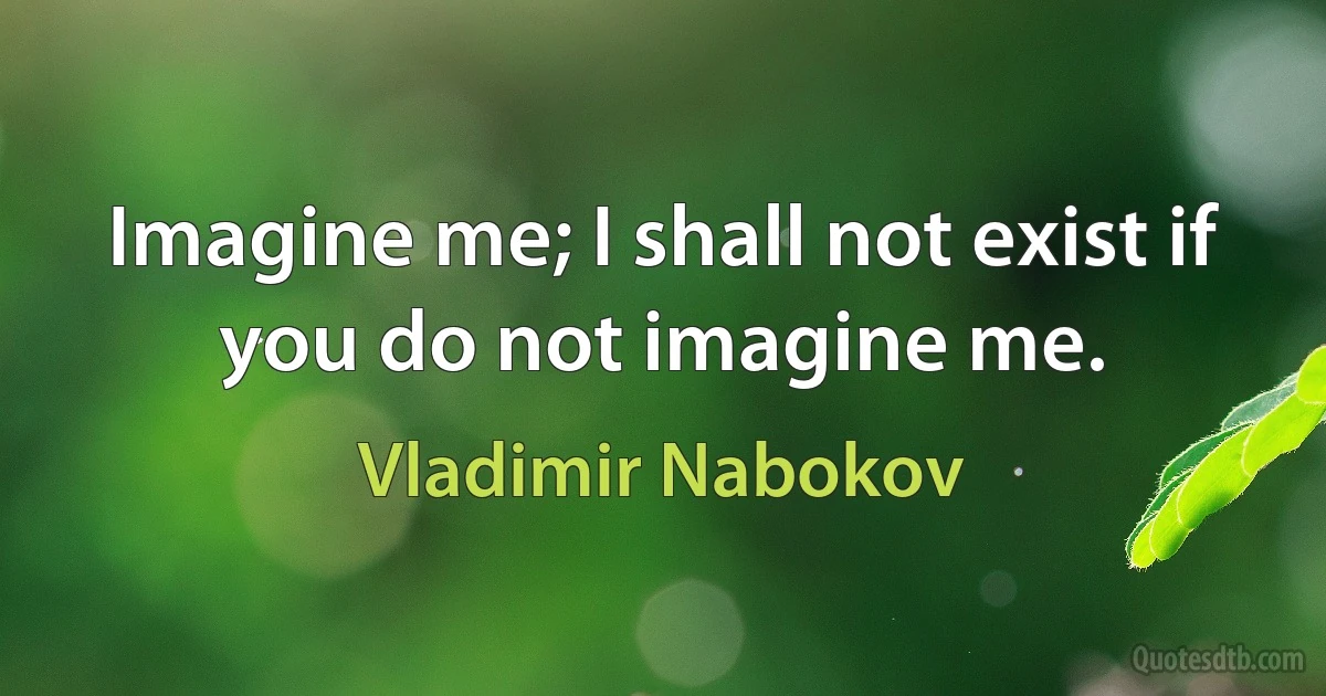 Imagine me; I shall not exist if you do not imagine me. (Vladimir Nabokov)