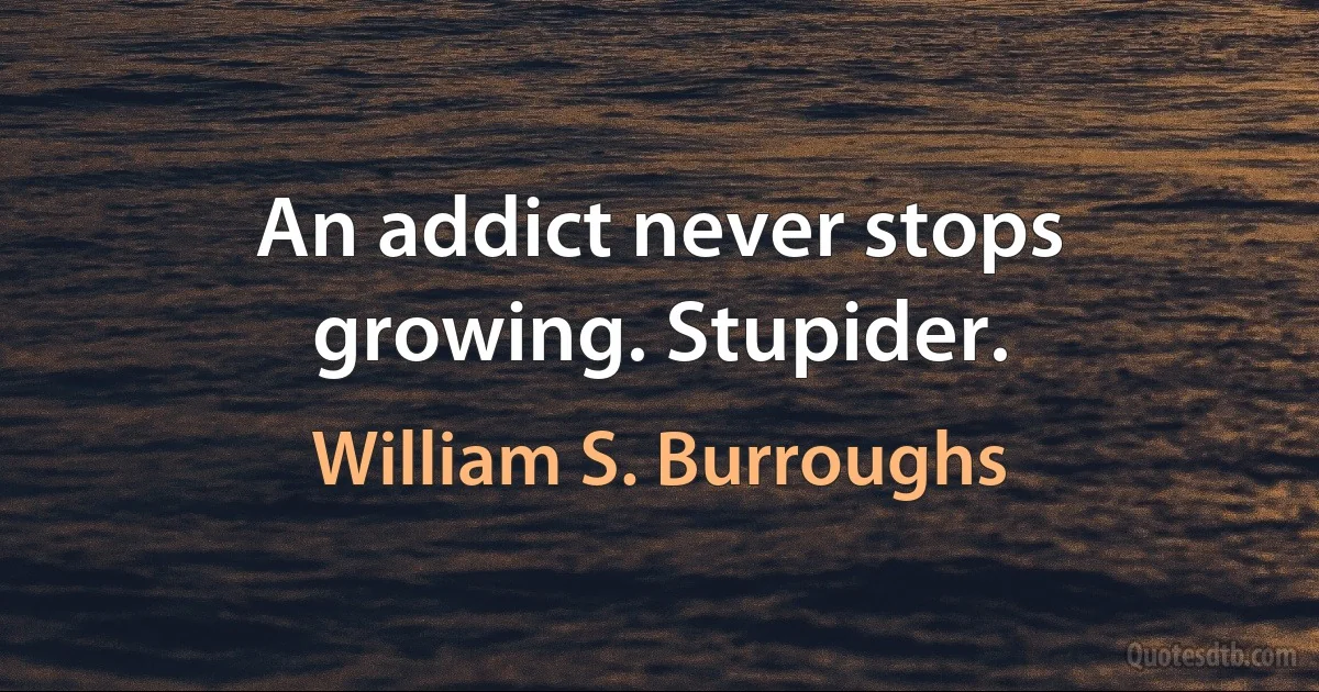 An addict never stops growing. Stupider. (William S. Burroughs)