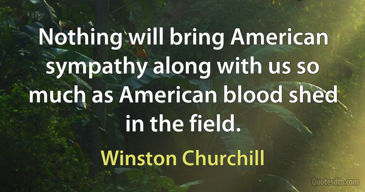 Nothing will bring American sympathy along with us so much as American blood shed in the field. (Winston Churchill)