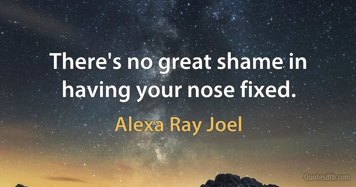 There's no great shame in having your nose fixed. (Alexa Ray Joel)