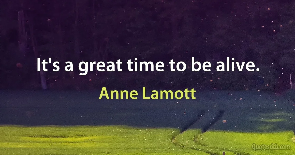 It's a great time to be alive. (Anne Lamott)