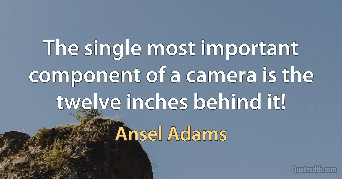 The single most important component of a camera is the twelve inches behind it! (Ansel Adams)