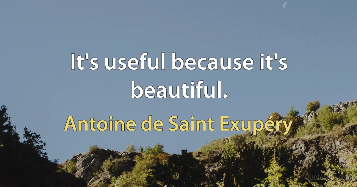 It's useful because it's beautiful. (Antoine de Saint Exupéry)