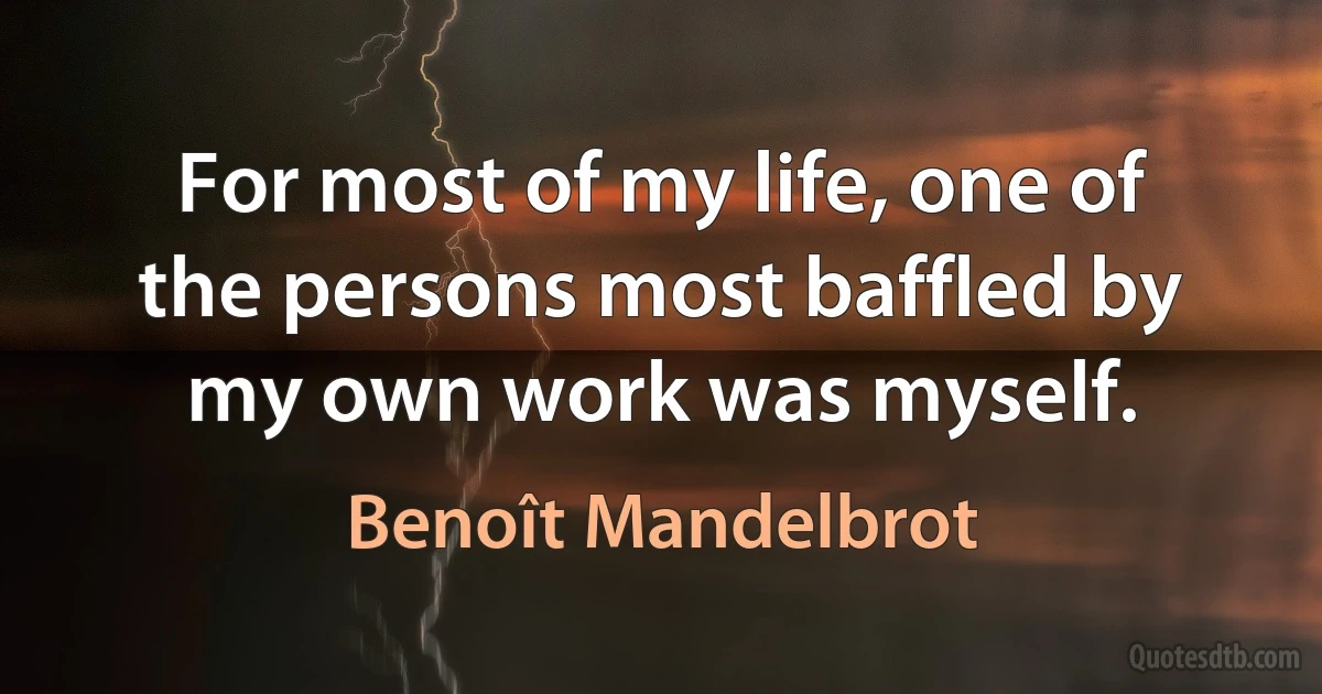 For most of my life, one of the persons most baffled by my own work was myself. (Benoît Mandelbrot)