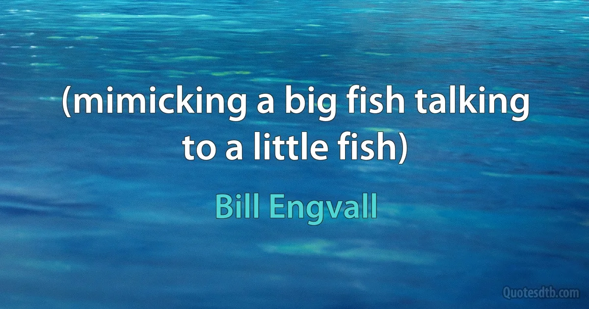 (mimicking a big fish talking to a little fish) (Bill Engvall)