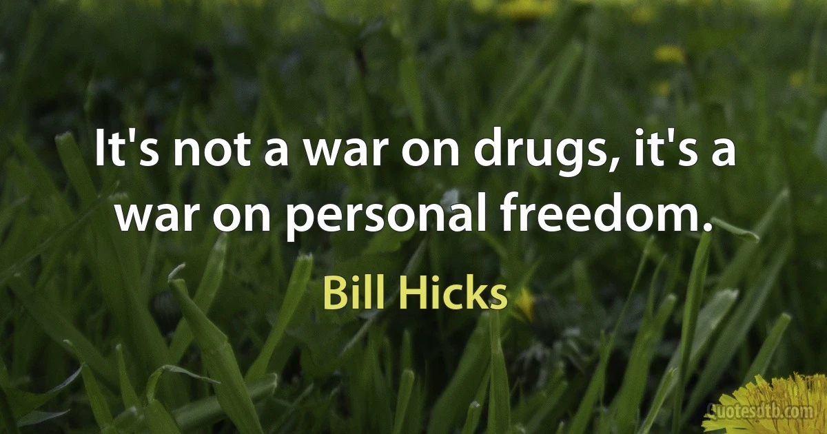 It's not a war on drugs, it's a war on personal freedom. (Bill Hicks)