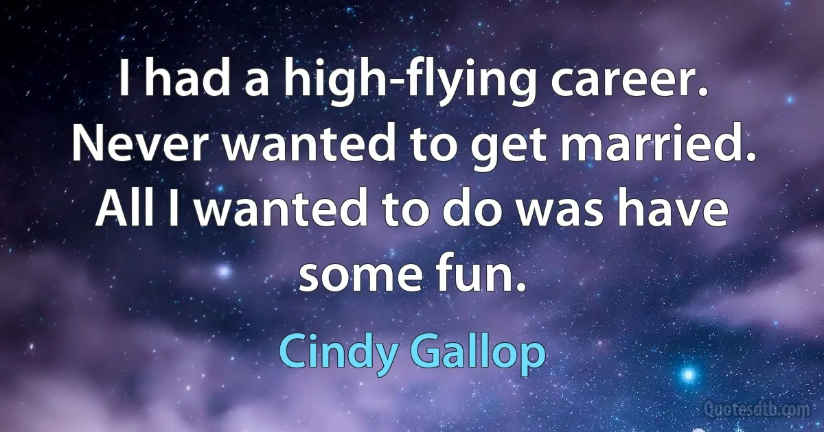 I had a high-flying career. Never wanted to get married. All I wanted to do was have some fun. (Cindy Gallop)