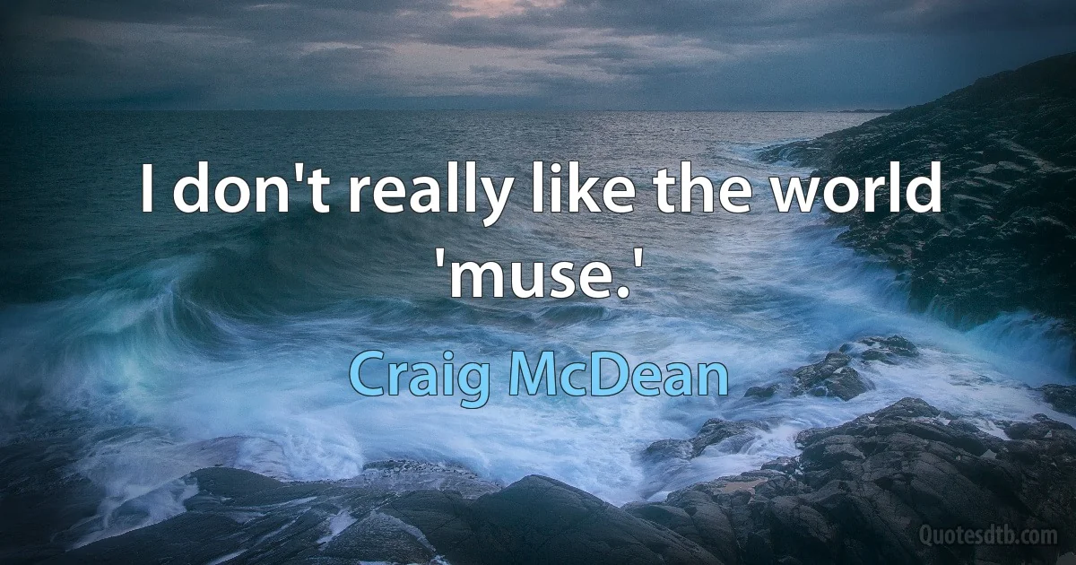 I don't really like the world 'muse.' (Craig McDean)