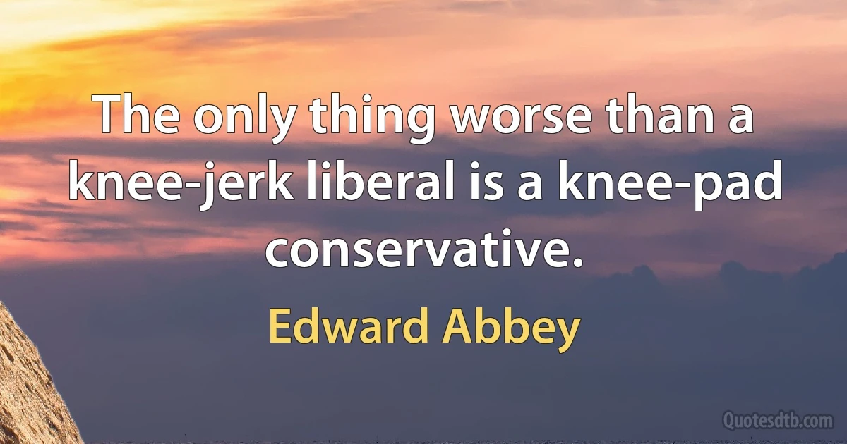 The only thing worse than a knee-jerk liberal is a knee-pad conservative. (Edward Abbey)