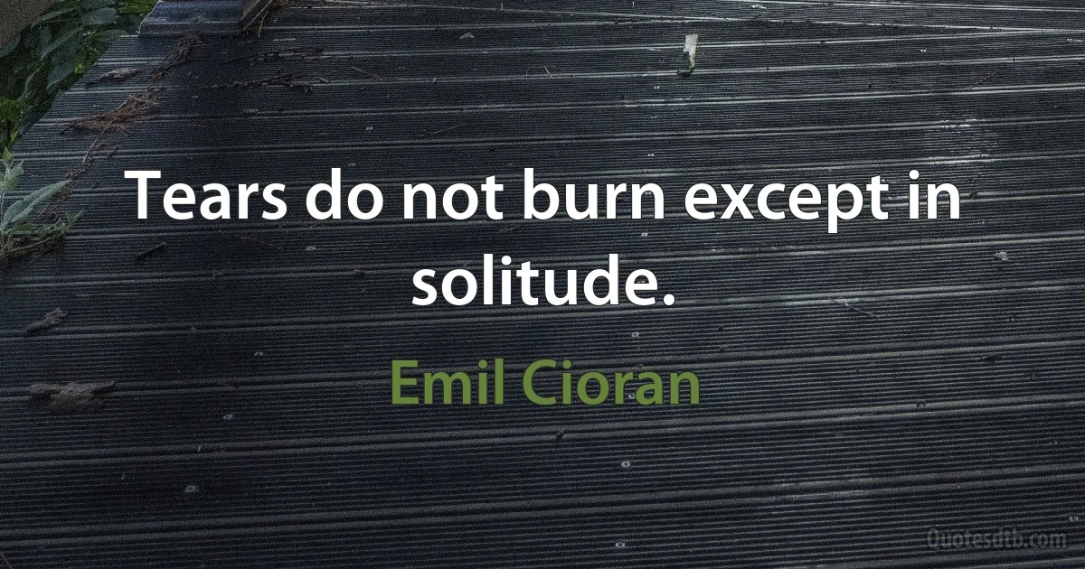 Tears do not burn except in solitude. (Emil Cioran)