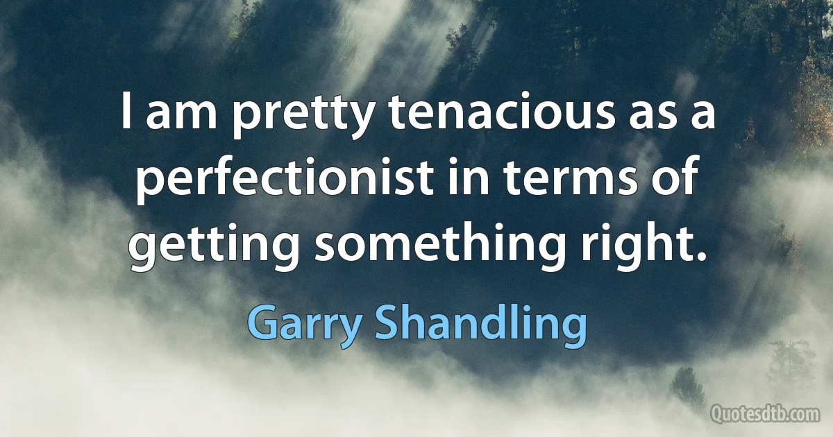 I am pretty tenacious as a perfectionist in terms of getting something right. (Garry Shandling)