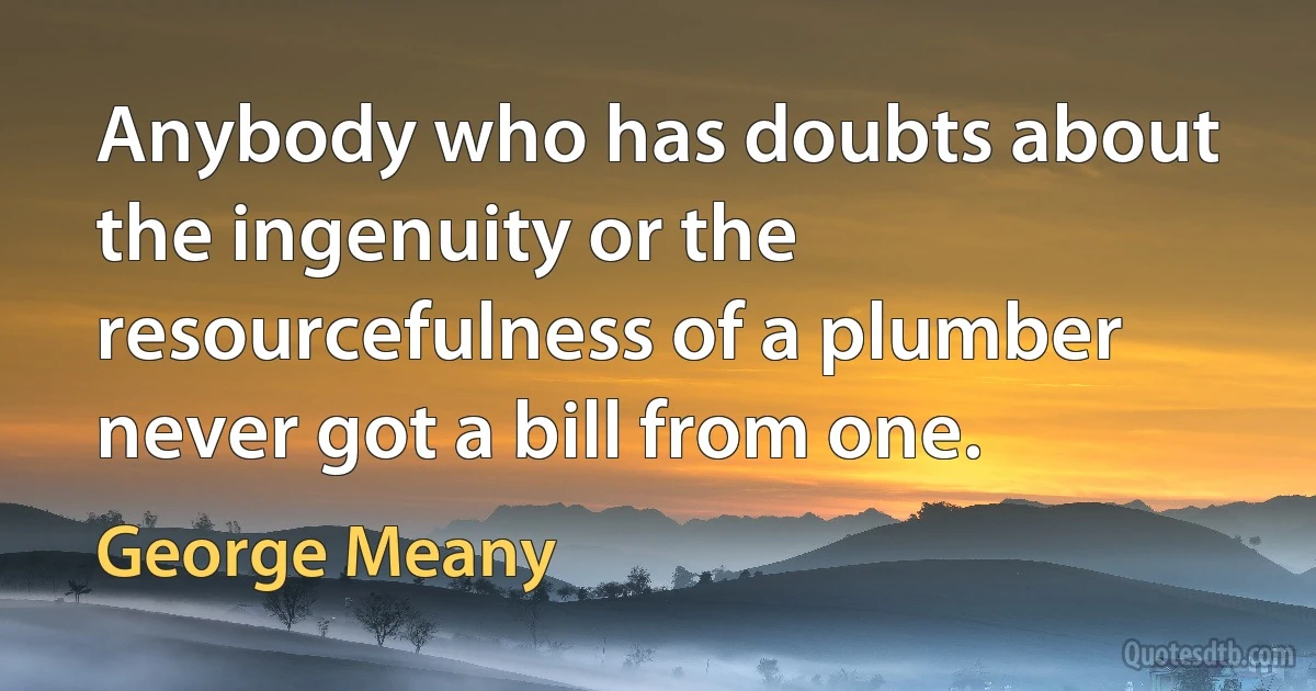 Anybody who has doubts about the ingenuity or the resourcefulness of a plumber never got a bill from one. (George Meany)