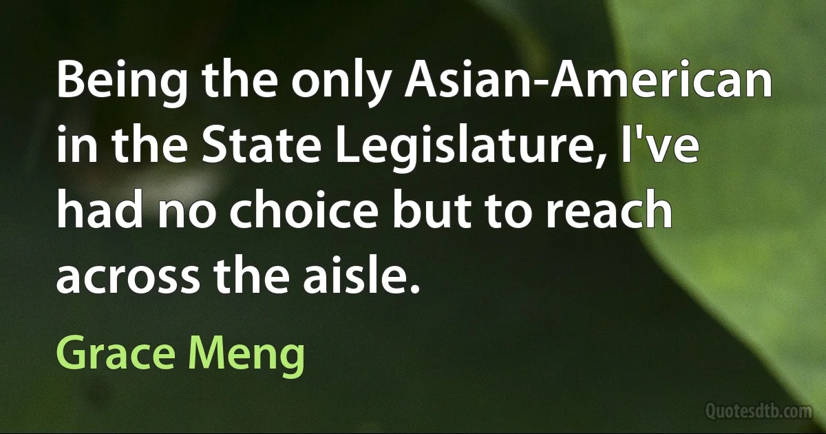 Being the only Asian-American in the State Legislature, I've had no choice but to reach across the aisle. (Grace Meng)