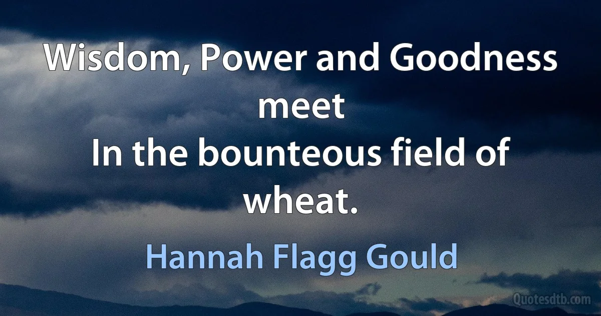 Wisdom, Power and Goodness meet
In the bounteous field of wheat. (Hannah Flagg Gould)