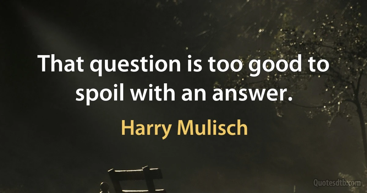 That question is too good to spoil with an answer. (Harry Mulisch)