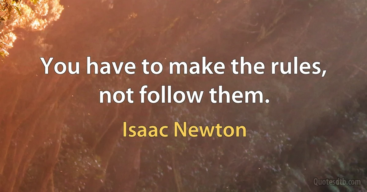 You have to make the rules, not follow them. (Isaac Newton)