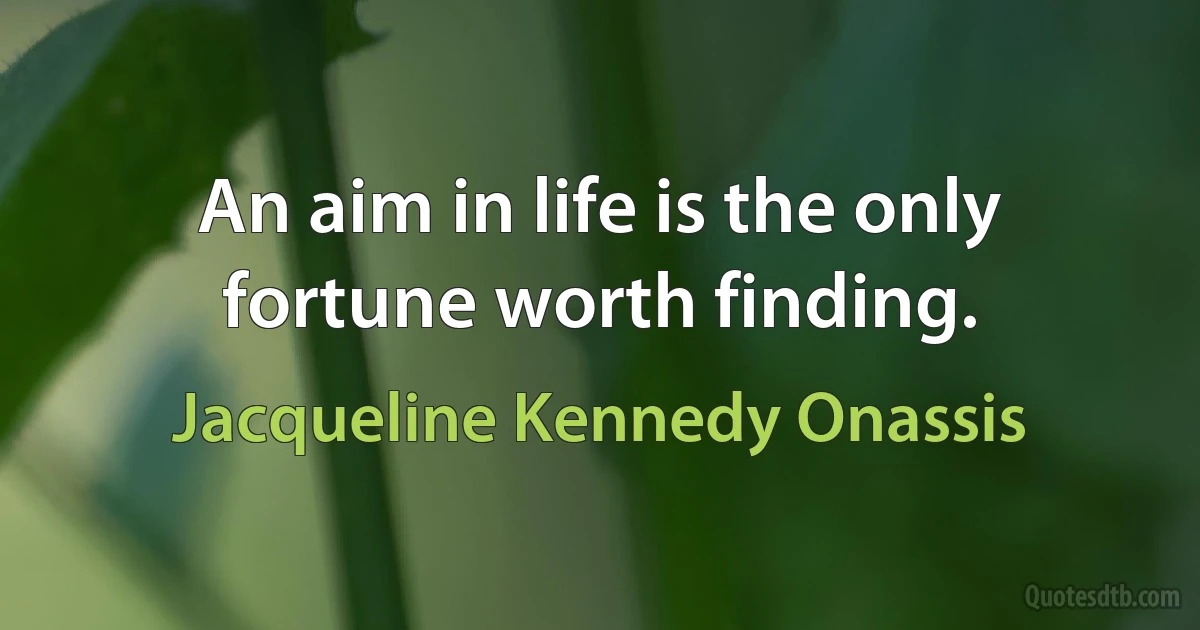 An aim in life is the only fortune worth finding. (Jacqueline Kennedy Onassis)