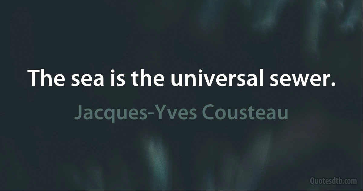 The sea is the universal sewer. (Jacques-Yves Cousteau)