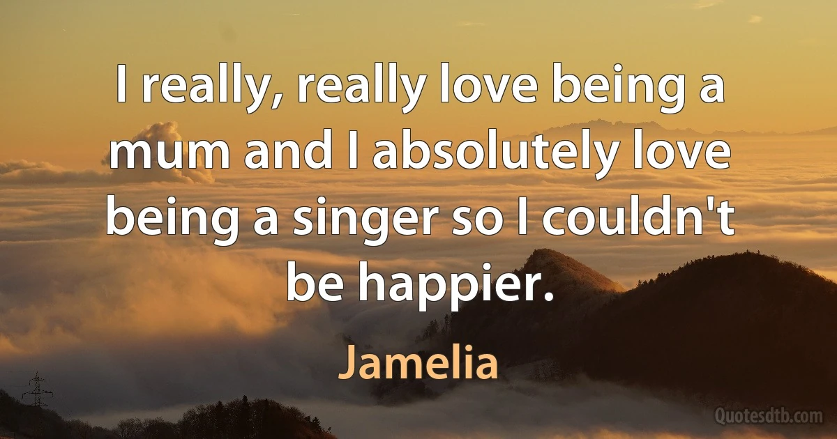 I really, really love being a mum and I absolutely love being a singer so I couldn't be happier. (Jamelia)