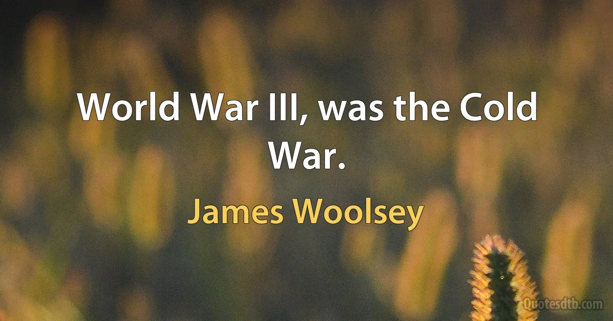 World War III, was the Cold War. (James Woolsey)