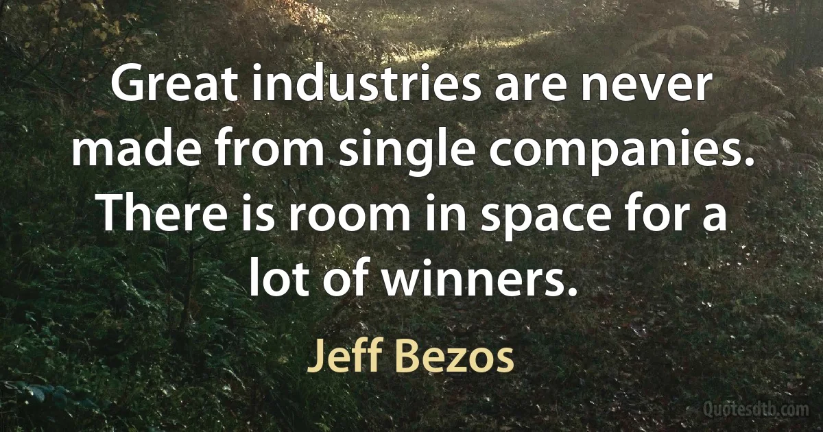 Great industries are never made from single companies. There is room in space for a lot of winners. (Jeff Bezos)