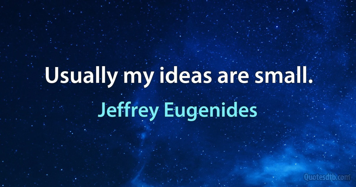 Usually my ideas are small. (Jeffrey Eugenides)