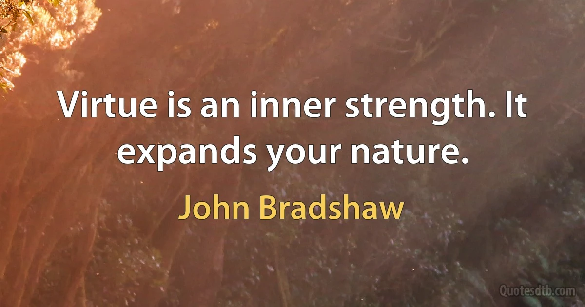 Virtue is an inner strength. It expands your nature. (John Bradshaw)