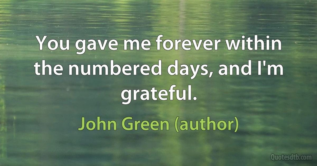 You gave me forever within the numbered days, and I'm grateful. (John Green (author))